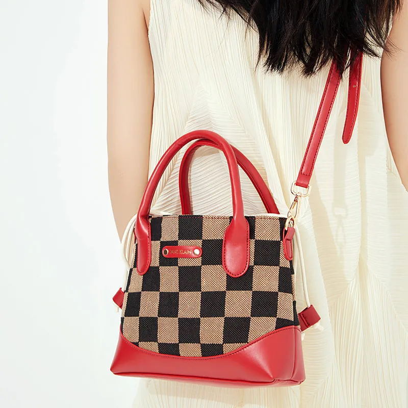 JANE KLAIN Synthetic Leather Patchwork Fabric Crossbody Bag Regular Women's White/Black/Red-20