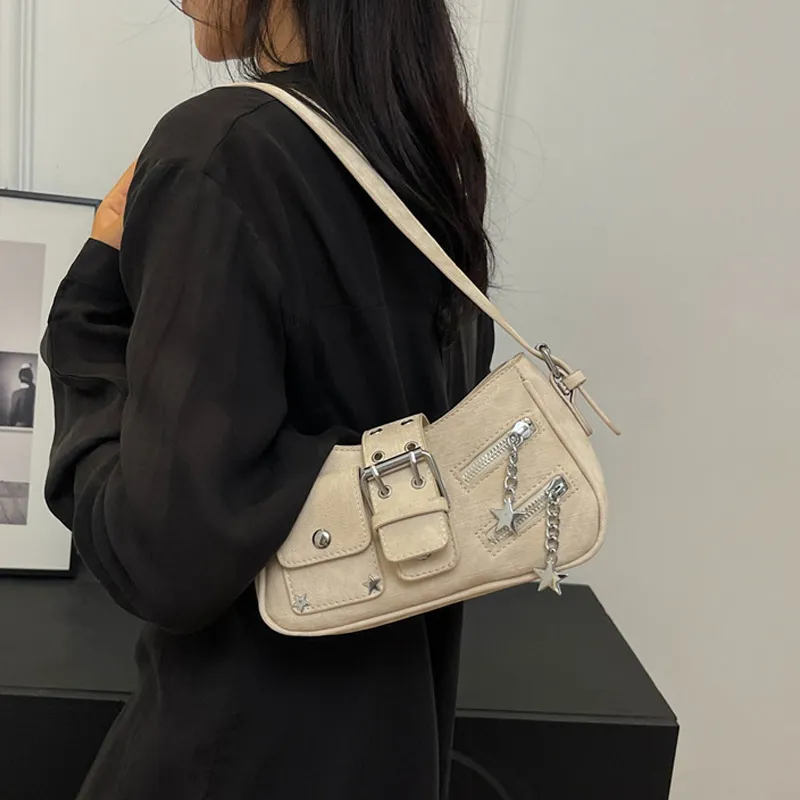 JANE KLAIN Synthetic Leather Shoulder Bag Regular Women's Light Blue/Dark Blue/Khaki/Ecru-18