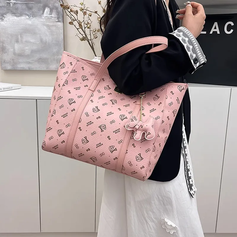 JANE KLAIN Synthetic Leather Tote Handbag Shoulder Bag Tubas Women's Caramel/Milk White/Pink/Black-31