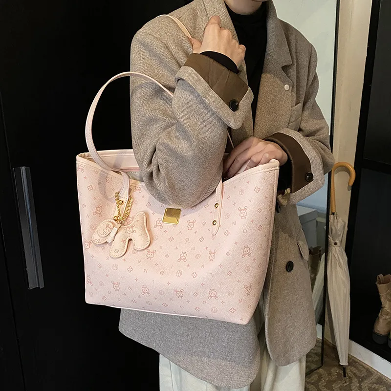 JANE KLAIN Synthetic Leather, Textile Mosaic Tote Bag, Shopping Bag, Shoulder Bag Regular Women's Ecru/Pink/Blue-7