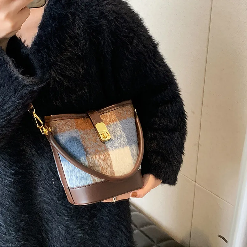 JANE KLAIN Fabric With PU Bucket Bag Handbag Shoulder Bag Crossbody Bag Armhole Bag Regular Women's Black/Blue/Brown-15