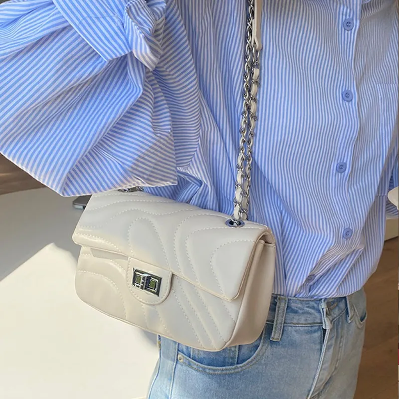 JANE KLAIN PU Crossbody Small Square Bag Regular Women's White/Black/Blue-10