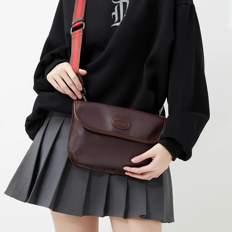 JANE KLAIN Synthetic Leather Crossbody Bag With Tiger Head Design Regular Unisex Brown/White/Black-1