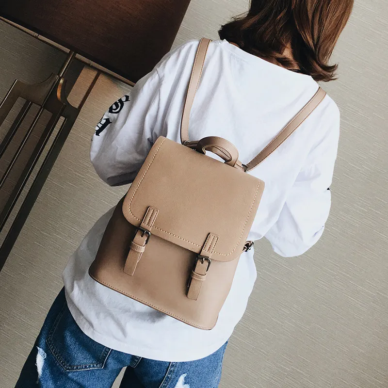 JANE KLAIN Synthetic Leather Backpack Large Size Women's Khaki/Blue/Pink-1