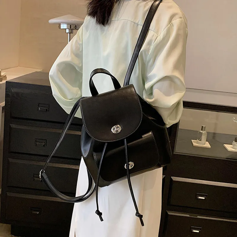 JANE KLAIN PU Handbag Backpack Medium Size Women's Black/Silver-1