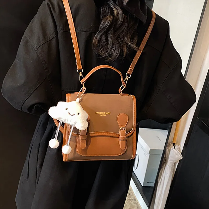 JANE KLAIN Synthetic Leather Backpack Regular Women's Brown/Khaki/Coffee-3