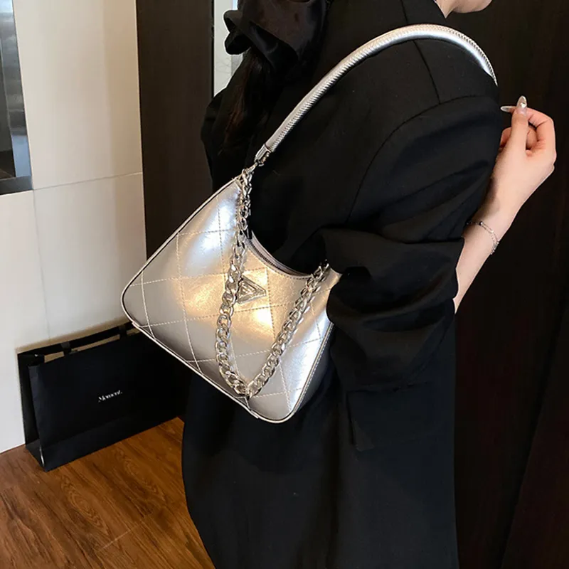 JANE KLAIN Synthetic Leather Underarm Shoulder Bag Women's Black/White/Silver/Pink-14