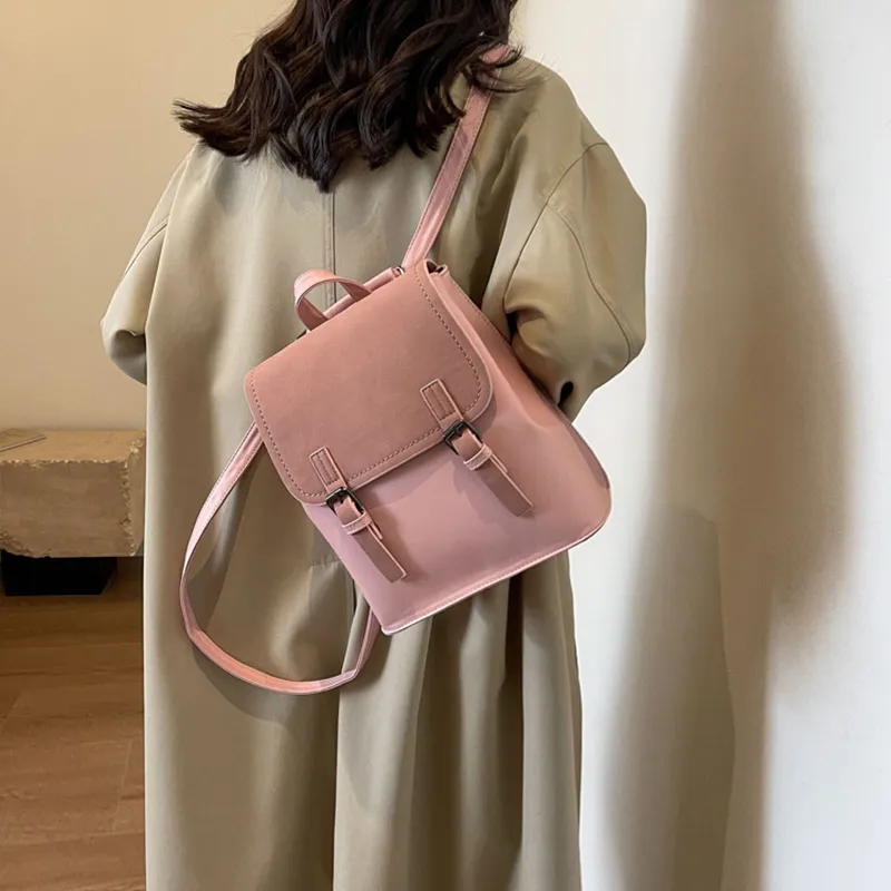 JANE KLAIN Synthetic Leather Backpack Large Size Women's Khaki/Blue/Pink-24