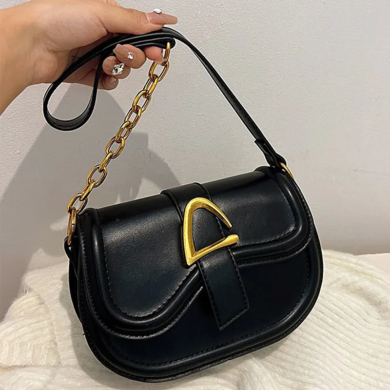 JANE KLAIN PU Semi Round Shoulder Bag Saddle Bag Regular Women's Black/Coffee/Brown-7