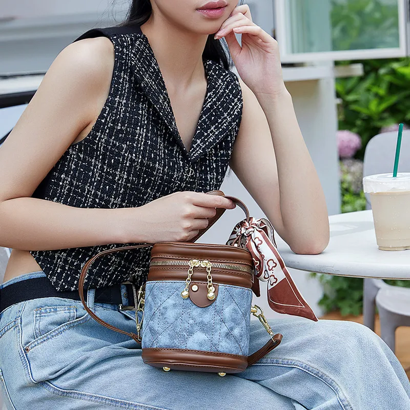 JANE KLAIN PU Bucket Bag, Crossbody Handbag Regular Women's Blue/Black/Brown-6