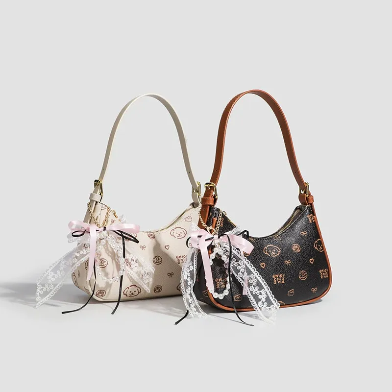 JANE KLAIN Synthetic Leather, Textile Mosaic Underarm Shoulder Bag Women's Cream Apricot/Coffee-11