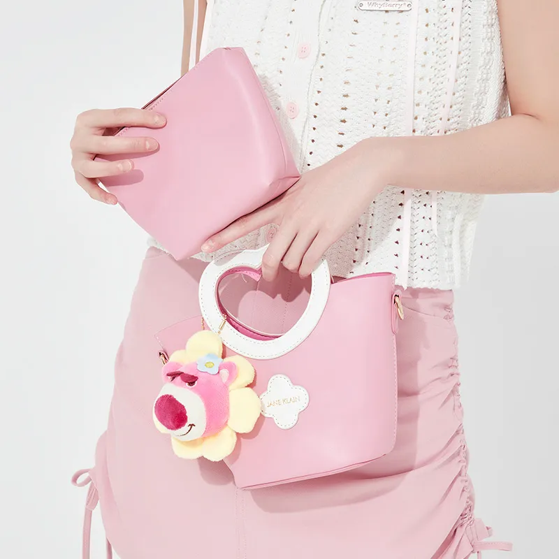 JANE KLAIN Synthetic Leather Handbag, Shoulder Bag, Crossbody Bag Women's Cream Sweet White/Pink Sweetheart-4
