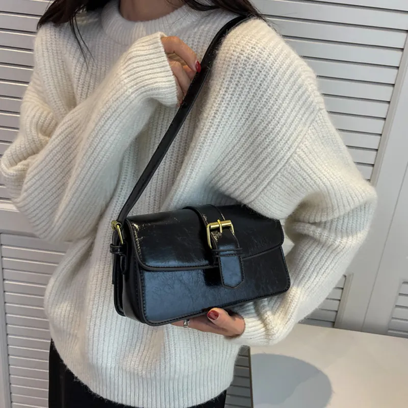 JANE KLAIN PU Small Square Bag Shoulder Bag Women's Black/Coffee/White-2