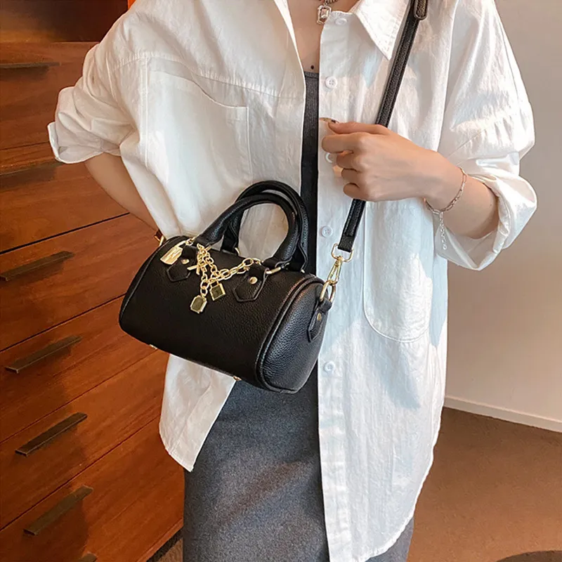 JANE KLAIN Synthetic Leather Boston Pillow Crossbody Handbag Regular Women's Black/White/Gray/Khaki-4