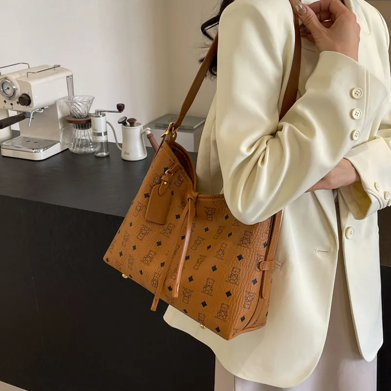 JANE KLAIN Synthetic Leather Shoulder Bag Regular Women's Light Brown/Pink/Black/Ecru-1