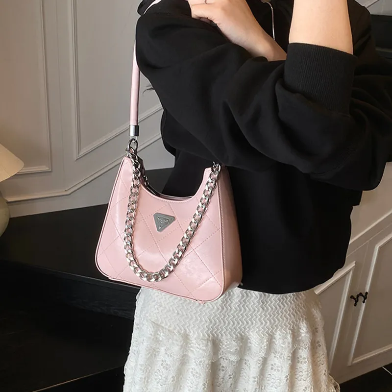 JANE KLAIN Synthetic Leather Underarm Shoulder Bag Women's Black/White/Silver/Pink-17