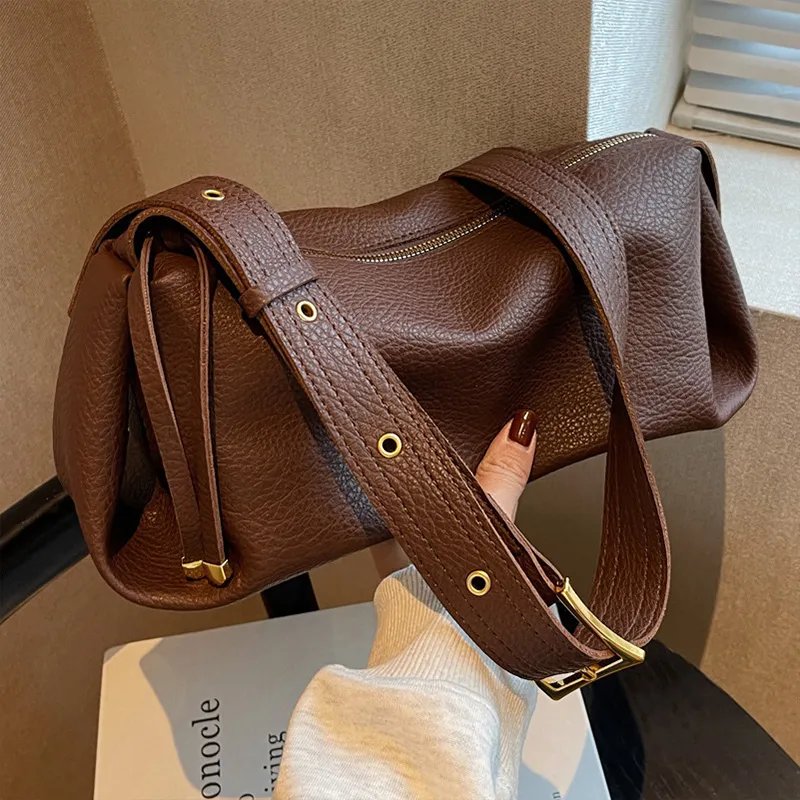 JANE KLAIN Synthetic Leather Shoulder Bag Women's White/Coffee/Black-12