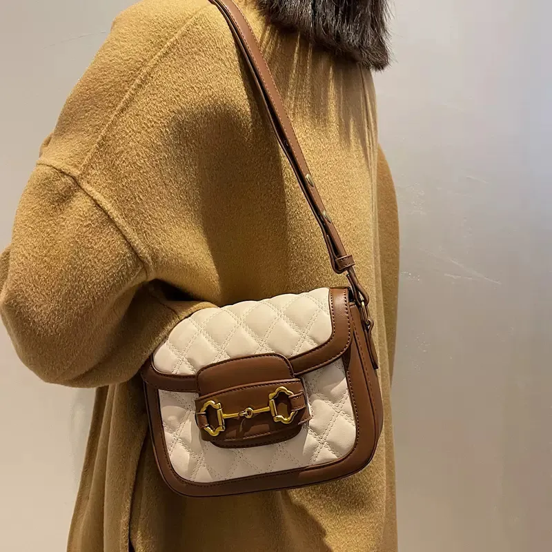 JANE KLAIN Synthetic Leather Shoulder Bag Crossbody Bag Regular Women's White/Brown-7