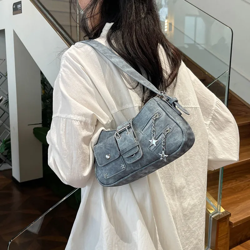 JANE KLAIN Synthetic Leather Shoulder Bag Regular Women's Light Blue/Dark Blue/Khaki/Ecru-7
