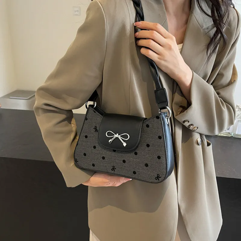 JANE KLAIN Synthetic Leather, Textile Mosaic Underarm Shoulder Bag Regular Women's Black/Red-3