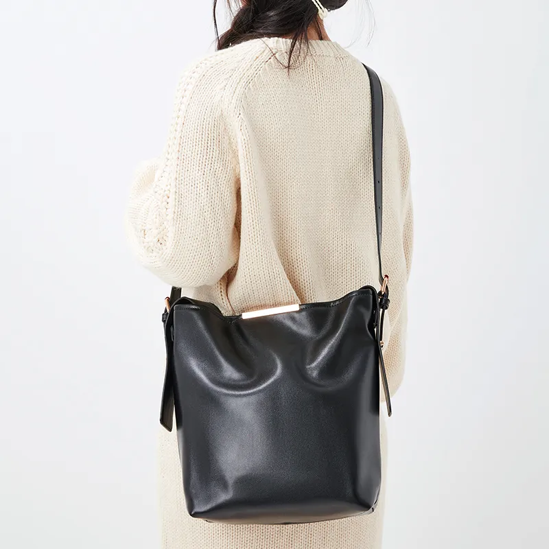 JANE KLAIN Synthetic Leather Bucket Bag Handbag Shoulder Bag Crossbody Bag Women's Black/Green-1