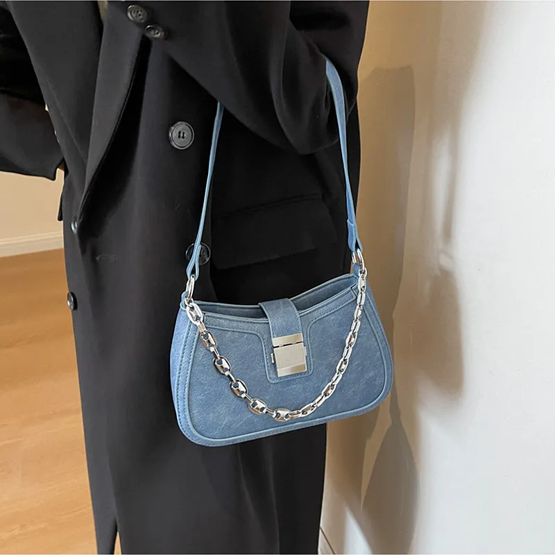JANE KLAIN Synthetic Leather Shoulder Bag Regular Women's Black/White/Blue-5