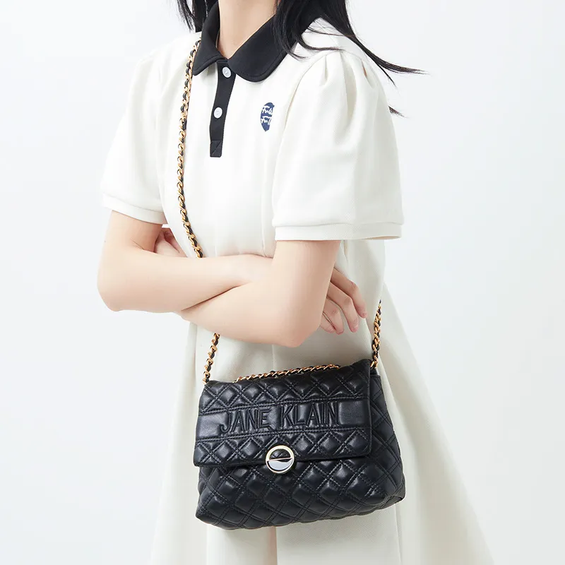 JANE KLAIN Synthetic Leather Underarm Tote Shoulder Bag Women's White/Black-1