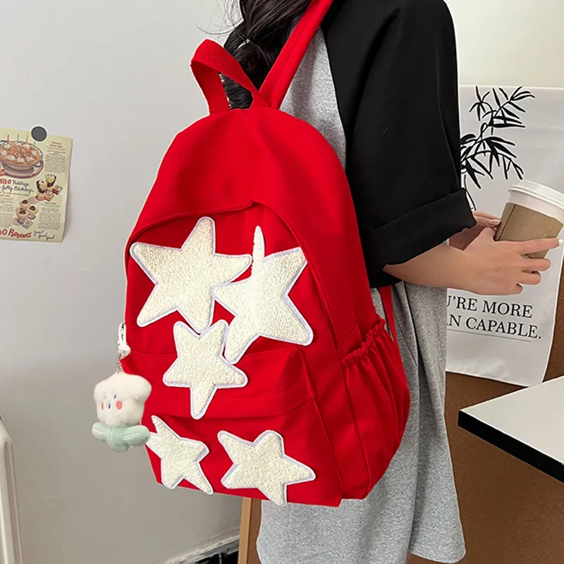 JANE KLAIN Canvas Backpack Large Size Women's Pink/Blue/Red-11