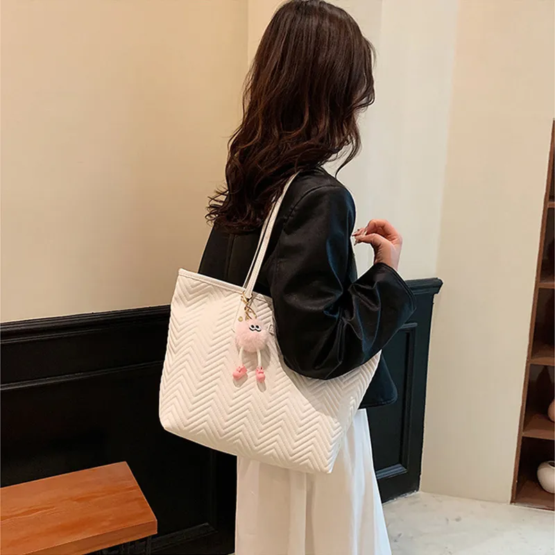 JANE KLAIN Synthetic Leather Tote Bag Shopping Bag Shoulder Bags Large Size Women's Pink/White/Black-2