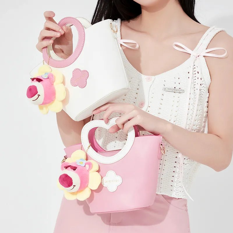 JANE KLAIN Synthetic Leather Handbag, Shoulder Bag, Crossbody Bag Women's Cream Sweet White/Pink Sweetheart-6