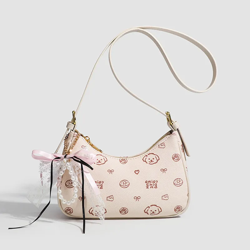JANE KLAIN Synthetic Leather, Textile Mosaic Underarm Shoulder Bag Women's Cream Apricot/Coffee-4