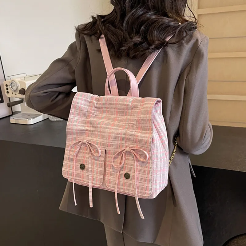 JANE KLAIN PU Backpack Regular Women's Black/Coffee/Pink-5