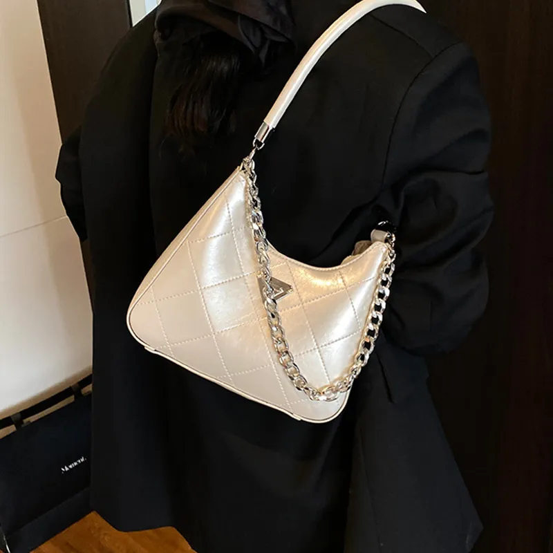 JANE KLAIN Synthetic Leather Underarm Shoulder Bag Women's Black/White/Silver/Pink-6