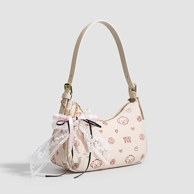 JANE KLAIN Synthetic Leather, Textile Mosaic Underarm Shoulder Bag Women's Cream Apricot/Coffee-1