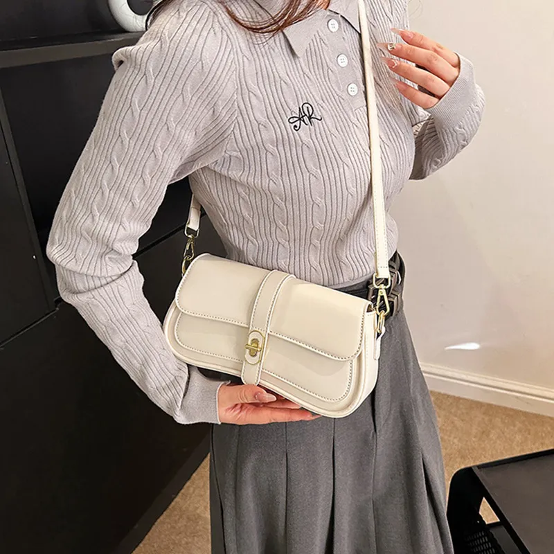 JANE KLAIN Synthetic Leather Shoulder Bag, Baguette Bag, Shoulder Bag, Crossbody Bag Women's White/Black/Brown-6