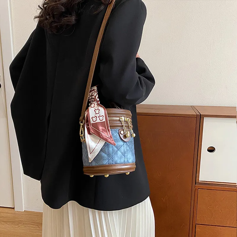 JANE KLAIN PU Bucket Bag, Crossbody Handbag Regular Women's Blue/Black/Brown-18