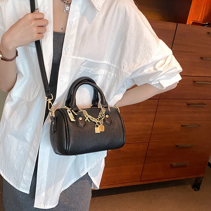 JANE KLAIN Synthetic Leather Boston Pillow Crossbody Handbag Regular Women's Black/White/Gray/Khaki-3