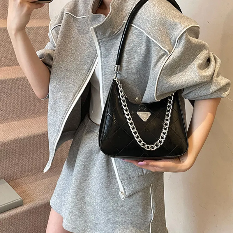 JANE KLAIN Synthetic Leather Underarm Shoulder Bag Women's Black/White/Silver/Pink-2