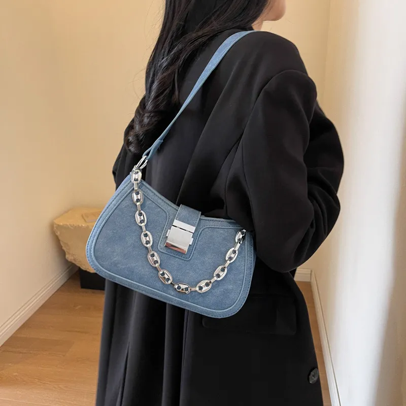 JANE KLAIN Synthetic Leather Shoulder Bag Regular Women's Black/White/Blue-2