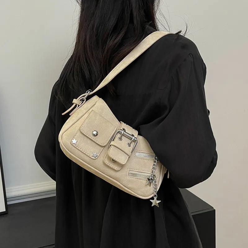 JANE KLAIN Synthetic Leather Shoulder Bag Regular Women's Light Blue/Dark Blue/Khaki/Ecru-19