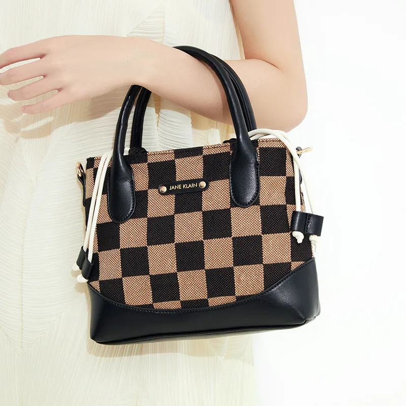 JANE KLAIN Synthetic Leather Patchwork Fabric Crossbody Bag Regular Women's White/Black/Red-10