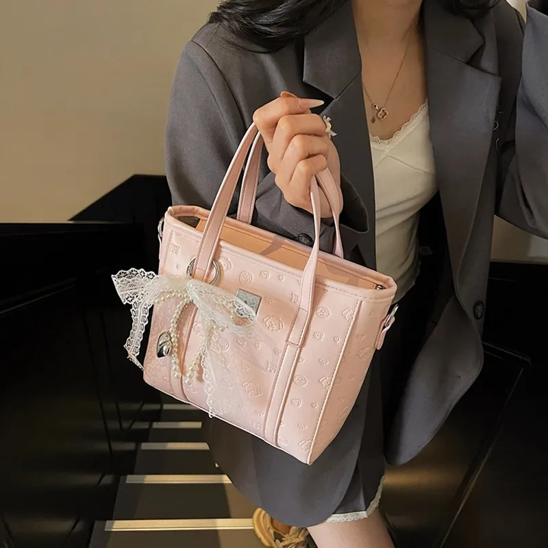 JANE KLAIN Synthetic Leather Shoulder Bag, Crossbody Bag, Handbag Regular Women's Ecru/Pink/Black-7