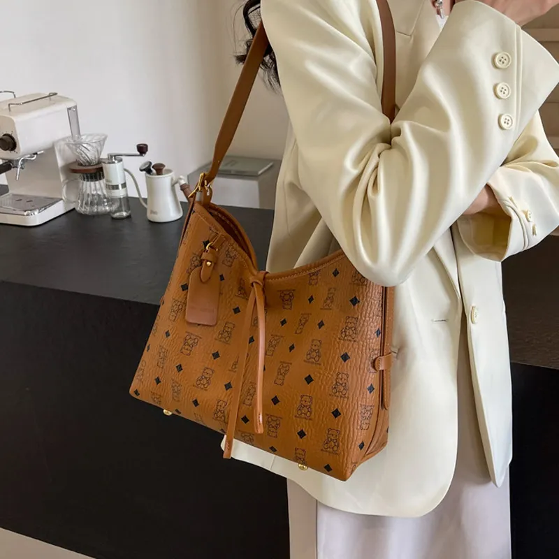 JANE KLAIN Synthetic Leather Shoulder Bag Regular Women's Light Brown/Pink/Black/Ecru-2