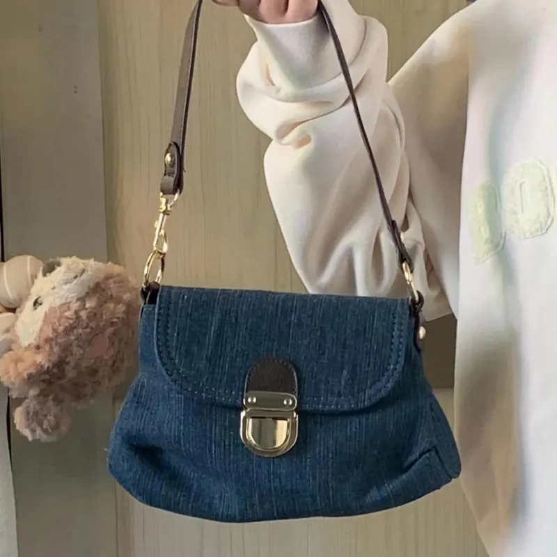 JANE KLAIN Denim Shoulder Bag Women's Navy-1