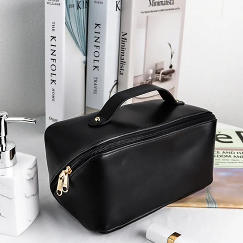 JANE KLAIN Synthetic Leather Makeup Bag Regular Unisex White/Black/Pink-4
