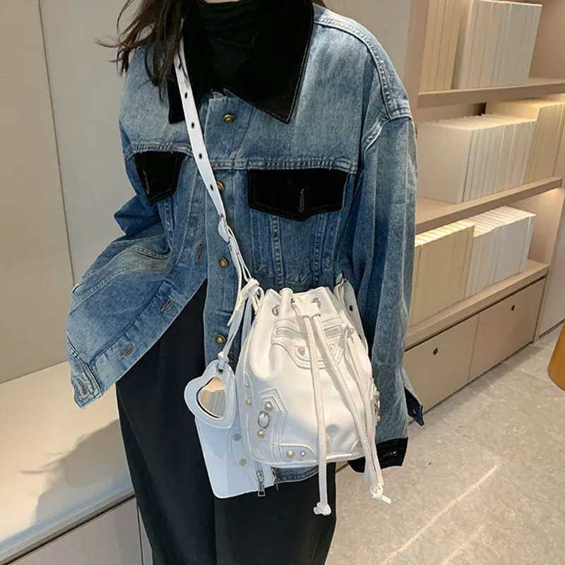 JANE KLAIN Synthetic Leather Shoulder Bag Regular Women's Silver/White/Blue-6