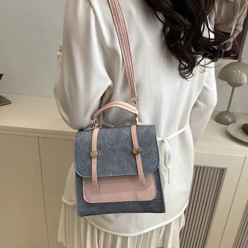 JANE KLAIN Synthetic Leather Backpack Women's Beige/Blue-7