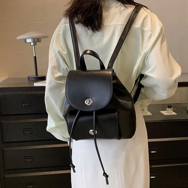 JANE KLAIN PU Handbag Backpack Medium Size Women's Black/Silver-3