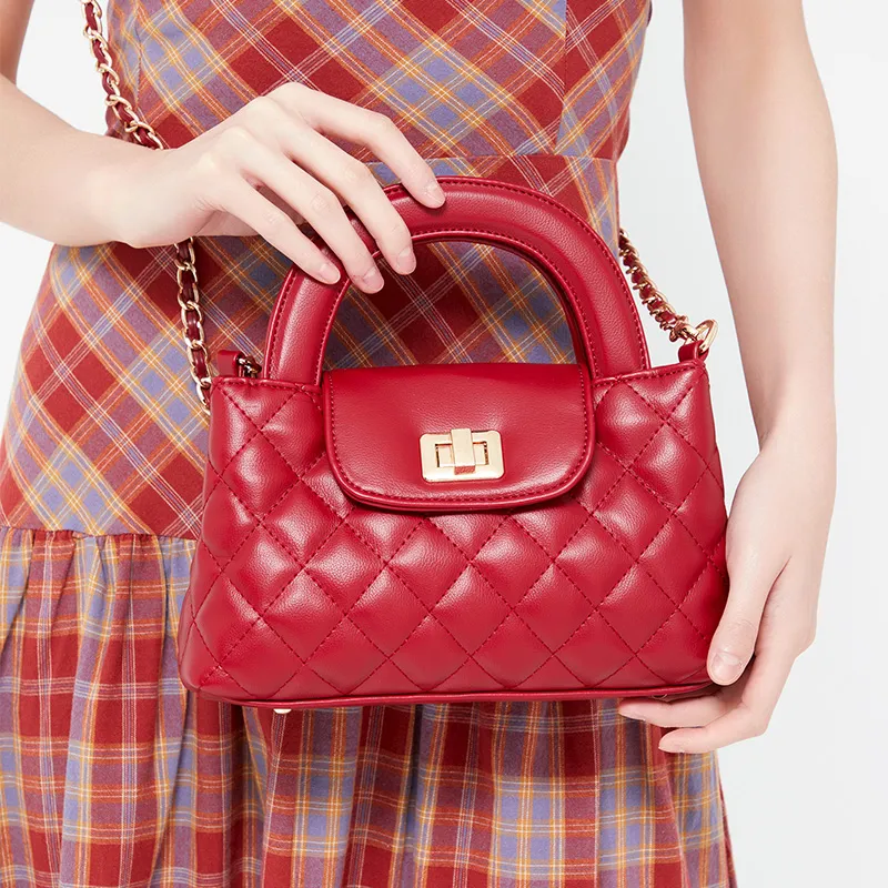 JANE KLAIN PU Small Square Bag Handbags Regular Women's Black/Red-4