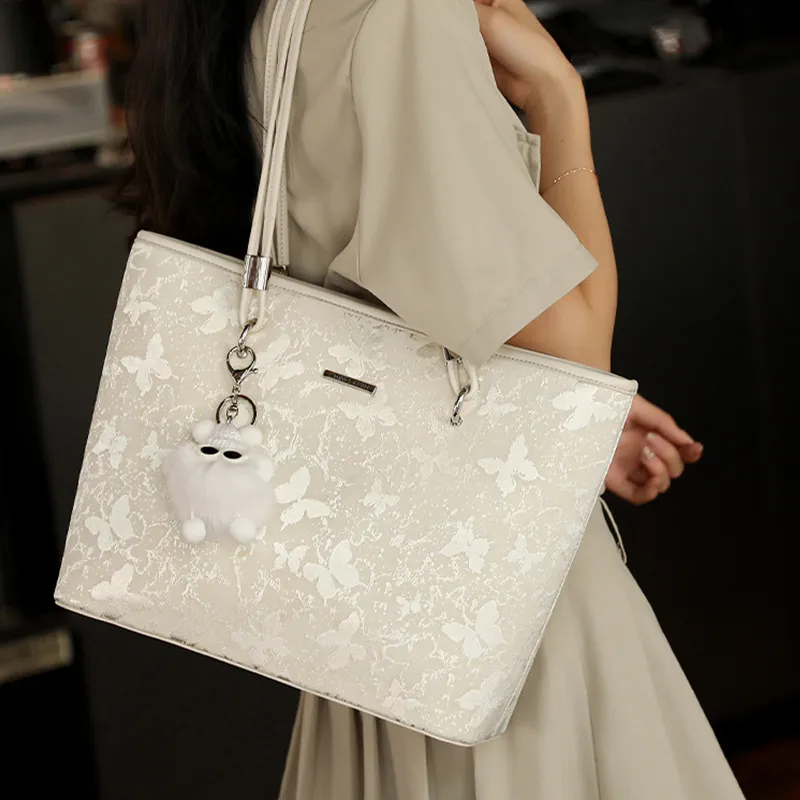 JANE KLAIN Fabric Tote Bag, Shopping Bag, Shoulder Bag Women's White-2